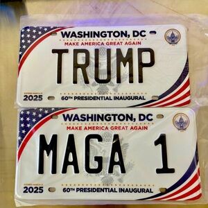 Inaugural License Plate TRUMP 2025 Washington DC. & MAGA 1 plate.